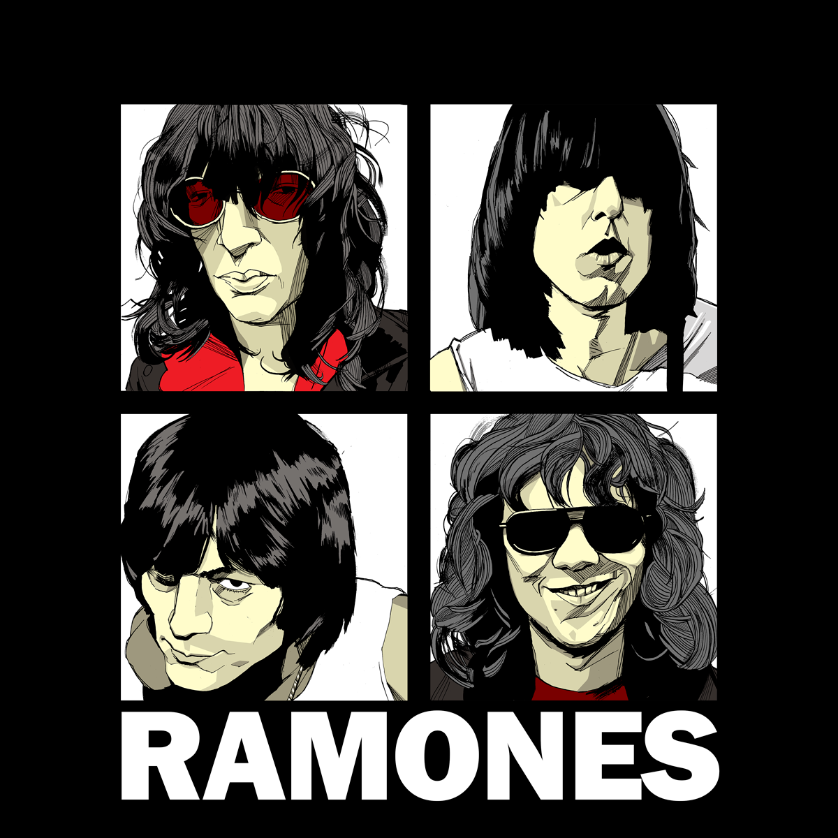 Joey, Johnny Deedee, Tommy Ramones drawing