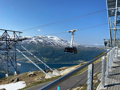 Loen skylift traveling to Mount Hoven in Olden, Norway