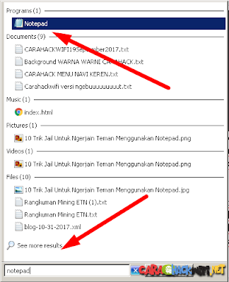 cara membuka notepad di windows 7