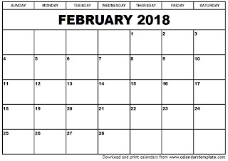 Free Printable Calendar February 2018