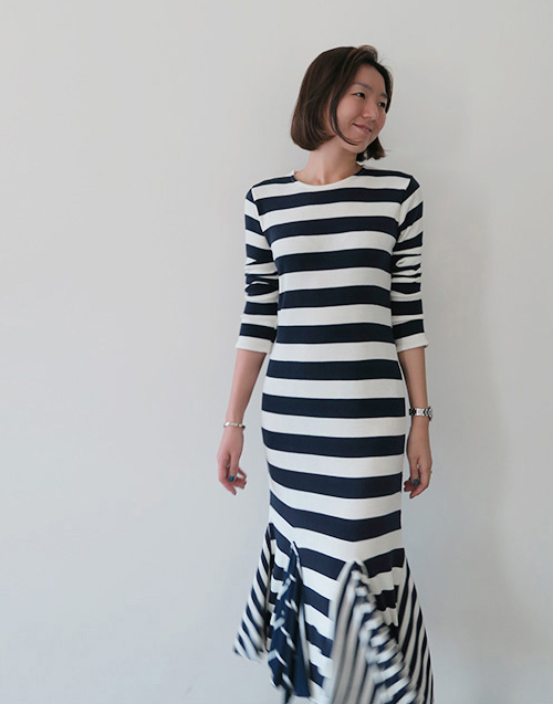  Godet Striped Dress