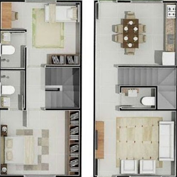 8 Referensi Denah Rumah 2 Lantai Super Nyaman     