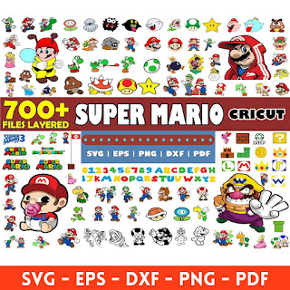 Super Mario mega big bundle svg png clipart vector files for Cricut family Layered Digital
