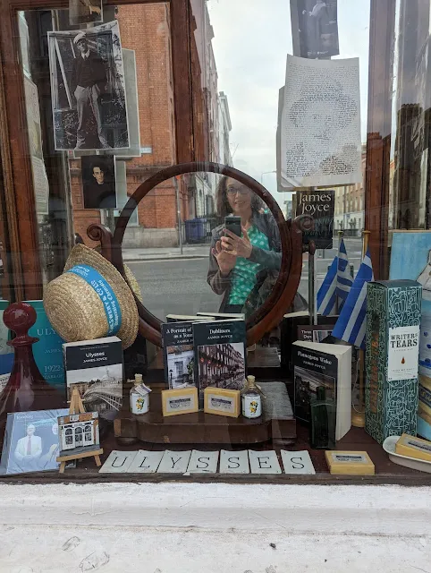 Window display at Sweny's Pharmacy in Dublin in June