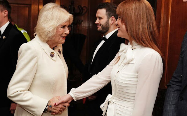 Queen Camilla met with Dame Joanna Lumley, broadcaster Gyles Brandreth and actor Charles Dance