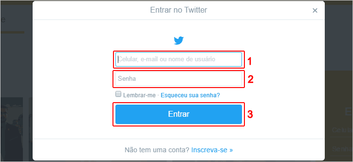 Acessando conta do Twitter para tornar privada