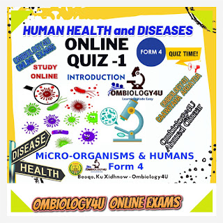 Human Health and Diseases form 4 biology Online Quiz, Somaliland secondary school exams, online biology exams