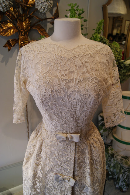 1950's Chantilly Lace TeaLength Wedding Dress by Harvey Berin