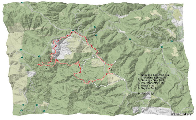 Map of hiking in Castle Rock State Park