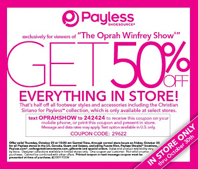 Payless 50 Percent Off EVERYTHING Discount Coupon