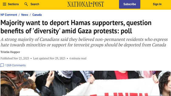 Canada fake news imperialist mouthpieces colonialism Palestine liberation biased polls deceit deception mendacity immigration discrimination