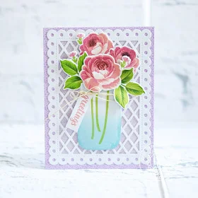 Sunny Studio Stamps: Everything's Rosy Frilly Frames Vintage Jar Greetings Card by Lexa Levana 