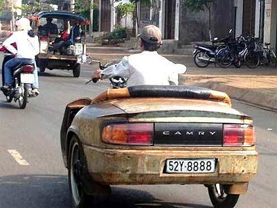 Funny vehicle ride only in Vietnam