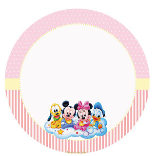 Bebés Disney en Rosa: Wrappers y Toppers para Cupcakes para Imprimir Gratis.