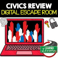 Civics & Government Activity Pages, Civics & Government Digital Escape Room, Civics & Government Test Prep, No Prep, Digital Substitute Plan