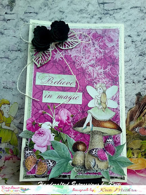 Shabby Chic Card with Handmade Flowers By GDT Kriti