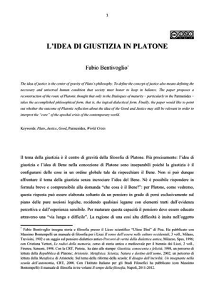 Fabio Bentivoglio - L'idea di giustizia in Platone