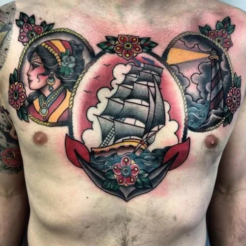 tatuaje de barco antiguo