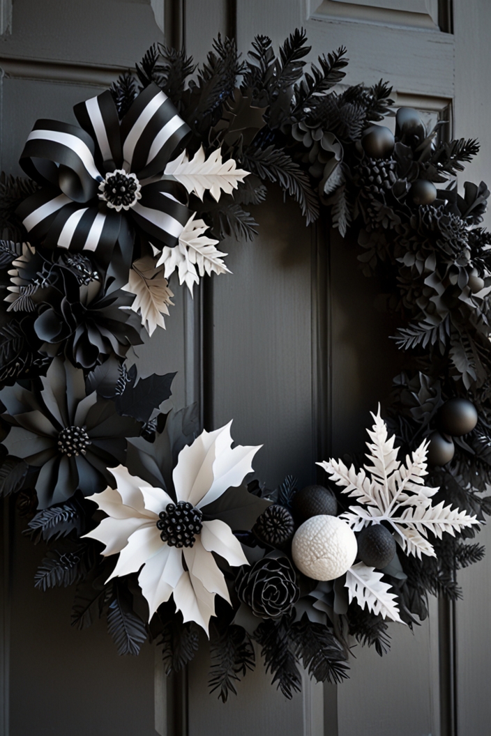 Elegant Black and White Wreath