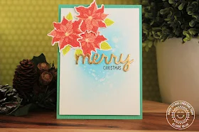Sunny Studio Stamps: Petite Poinsettias Simple Merry Christmas Card by Eloise Blue