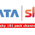 Tata sky Rs.191 pack channel list 2022