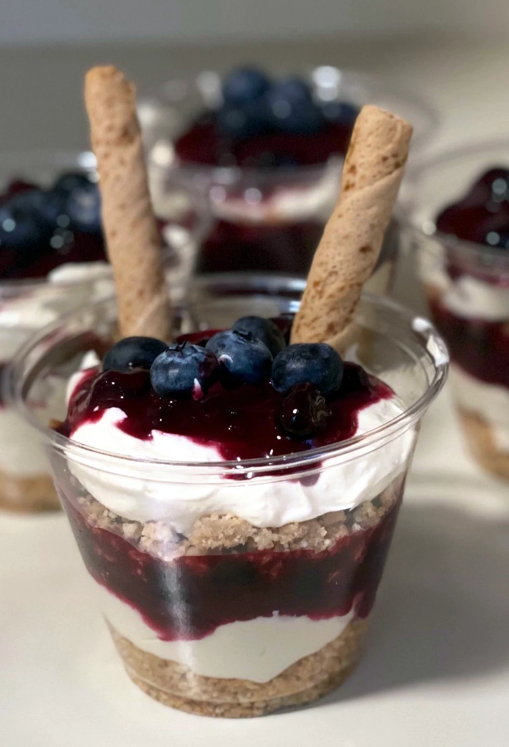 No Bake Cheesecake Parfait with Blueberry & Strawberry Jam