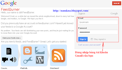 Cách đăng ký và sử dụng FeedBurner cho Blogspot