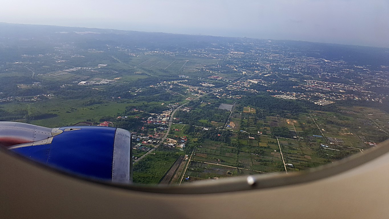aerial view of bandar seri begawan as plane approaches to land
