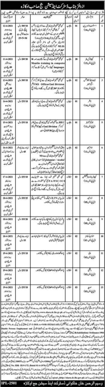 District and Session Court Jobs 2021