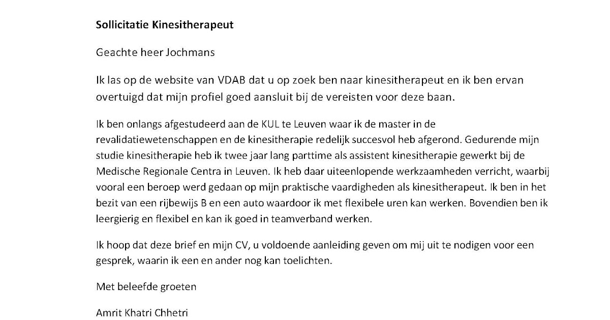 Kc Production Mijn Sollicitatiebrief