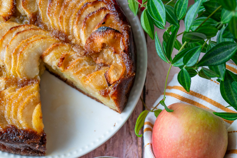 recette Gâteau invisible pommes rhubarbe