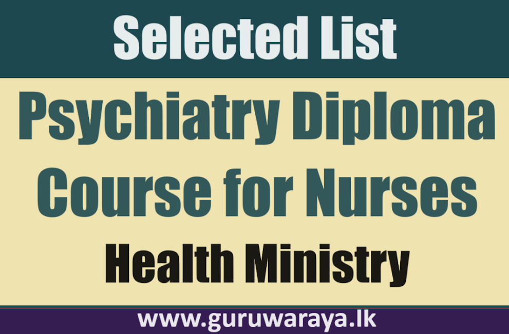 Selected List for Psychiatry Diploma Course for Nurses