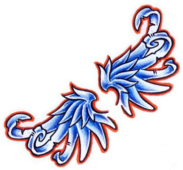 brautiful light blue angel wings tattoo design a new scar/marking,