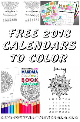 2018 calendars to Color