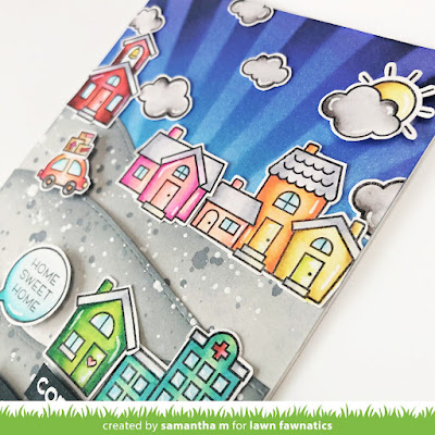 Congrats On Your New Home Card by Samantha Mann for Lawn Fawnatics Challenge, New Home Card, New Home, Distress Inks, Ink Blending, Die Cutting, handmade cards, card making, #lawnfawn #lawnfawnatics #distressinks #newhome #cardmaking #handmadecards