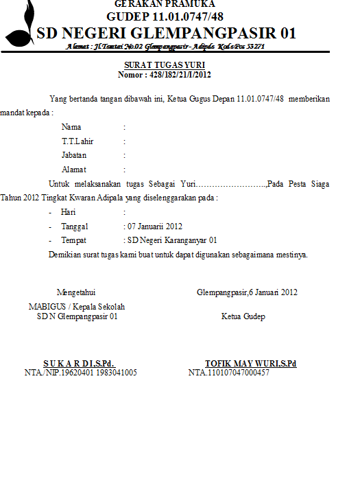 Operator Adipala: Contoh Surat Administrasi Pesta Siaga