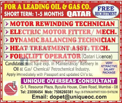 Leading Oil & Gas co Jobs for Qatar - Free Recruitment