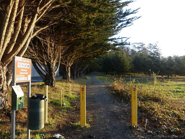 signed trailhead with dog bags