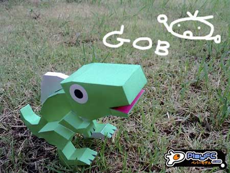 Green Dino Lizard Paper Toy