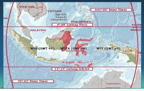 Letak Astronomis Indonesia adalah 6⁰ LU — 11⁰  LS dan 95⁰  BT — 141⁰  BT.