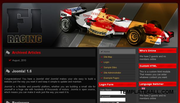 One Racing Red Black Drupal Theme Template New Release Free Drupal 5x 