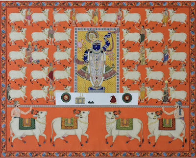 Pichwai Art's reverence for Lord Shrinathji's narrative in captivating detail. Immerse yourself.