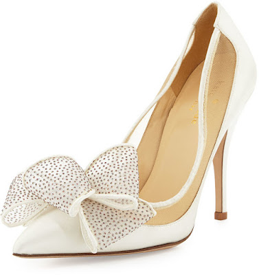 Kate Spade white heeled pumps with bow