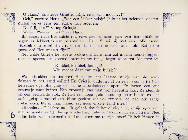 Hans en Grietje, opnieuw verteld door L. Roggeveen, met kleurenplaten van Rie Cramer - tekst pagina 6