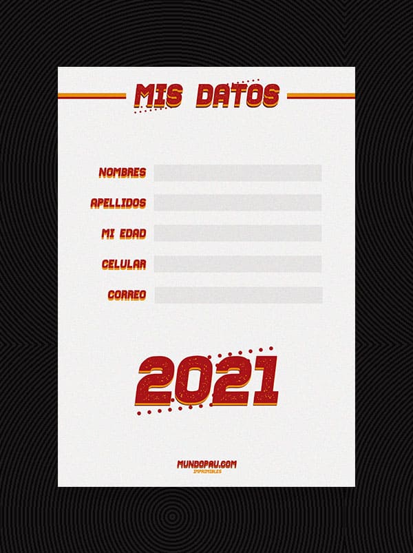 datos de agenda 2021 para imprimir en vintage