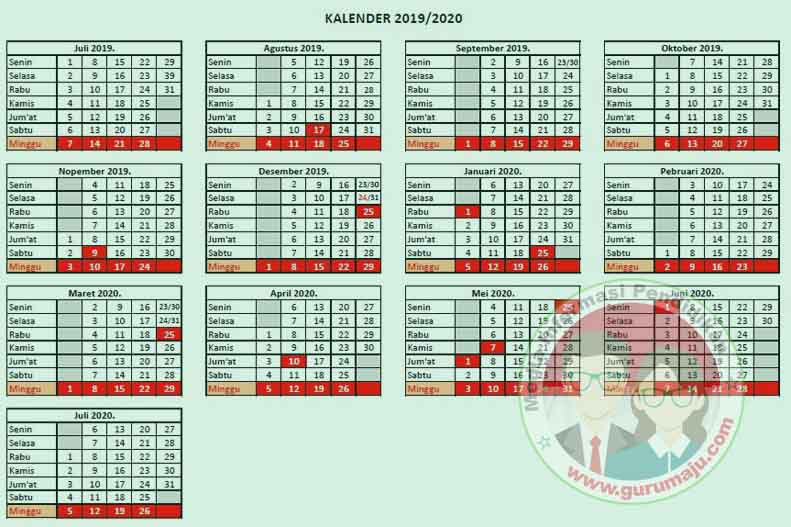 Kalender Pendidikan 2019/2020 Jawa Timur RESMI - GURU MAJU