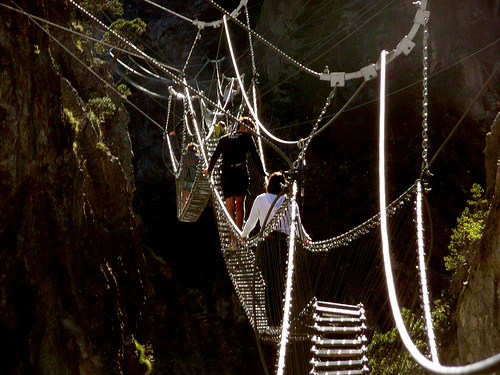 The Tibetan Bridge in Claviere, Piedmont, Italy