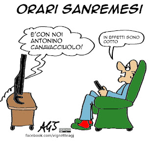 Sanremo, orario, canavacciuolo, televisione, spettacolo, satira vignetta
