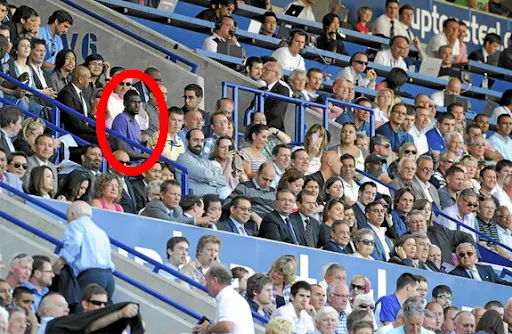 Emmanuel Adebayor spotted in the stands during Real Madrid's pre-season friendly at Leicester City
