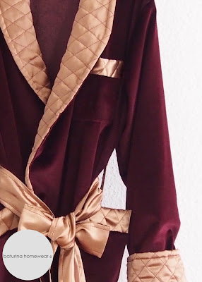 Man Modern Day Lined Smoking Jacket Short House Robe Lounging Dark Red Velvet Gold Quilted Silk Tailored